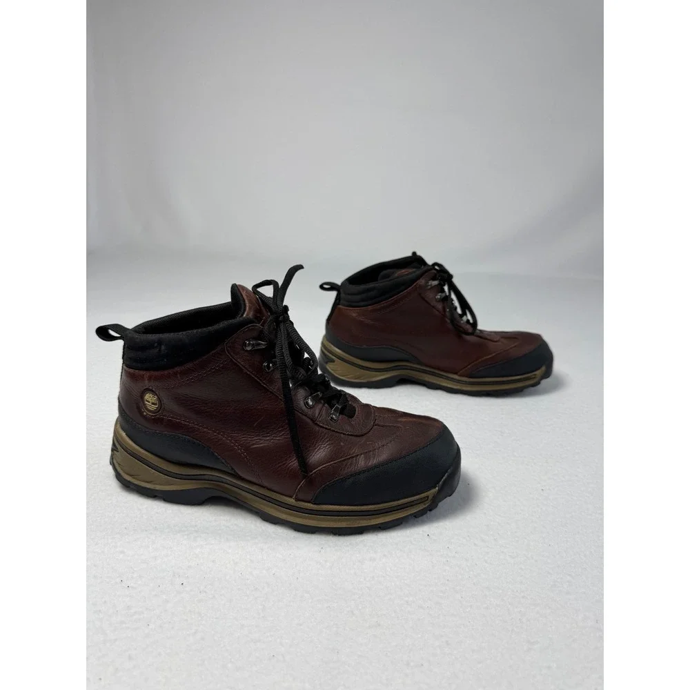 Rugged Timberland Boys 5.5 Hiking Boots Brown Leather 22913 Gorpcore Outdoorsy